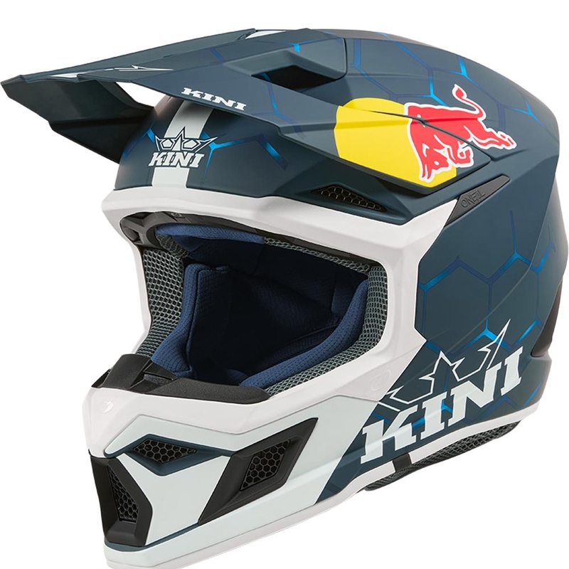 Motocross-Helm KINI Red Bull MX3 1.0 blau-weiß