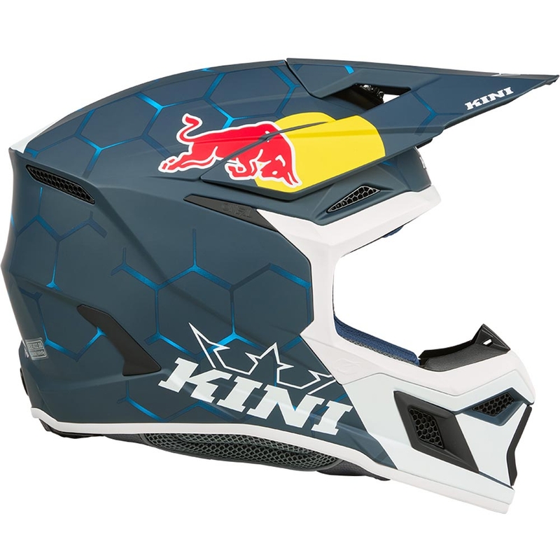 Motocross-Helm KINI Red Bull MX3 1.0 blau-weiß