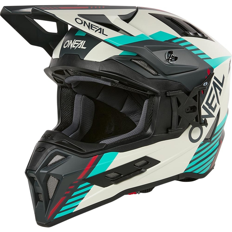 Motocross-Helm O'Neal EX-SRS Quin grau-türkis
