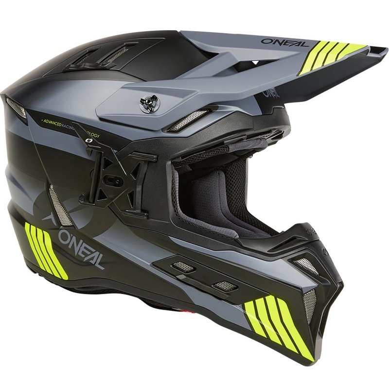 Motocross-Helm O´Neal EX-SRS Hitch, schwarz-grau-fluoreszierend gelb