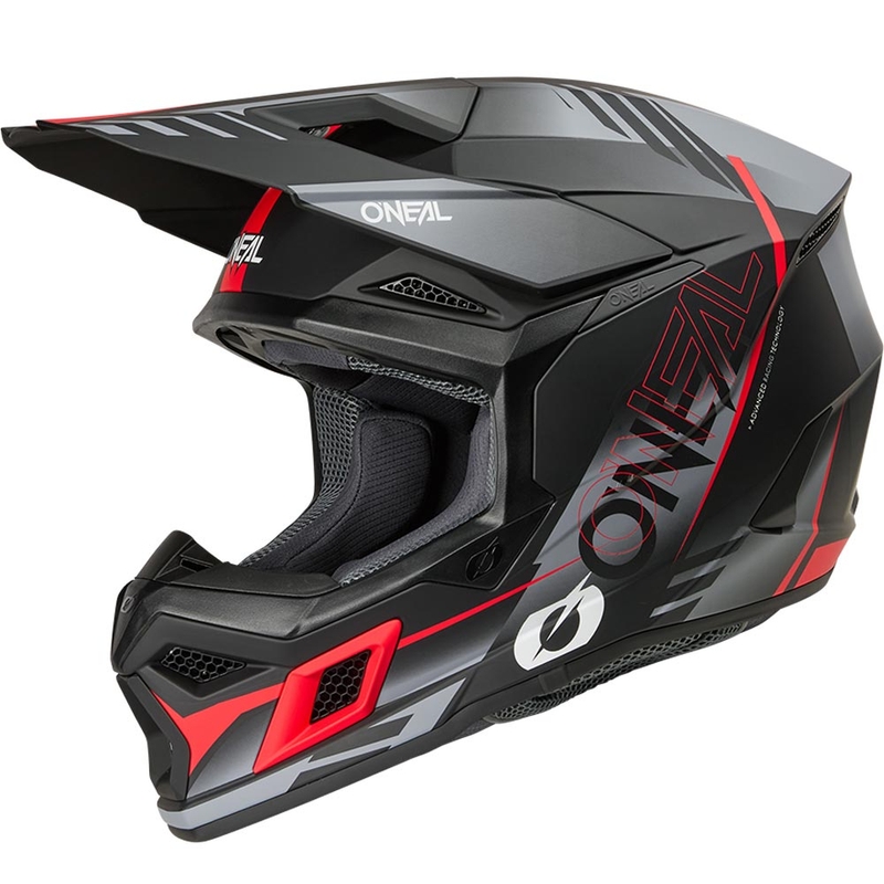 Motocross-Helm O'Neal 3SRS Haze, matt schwarz-grau-rot