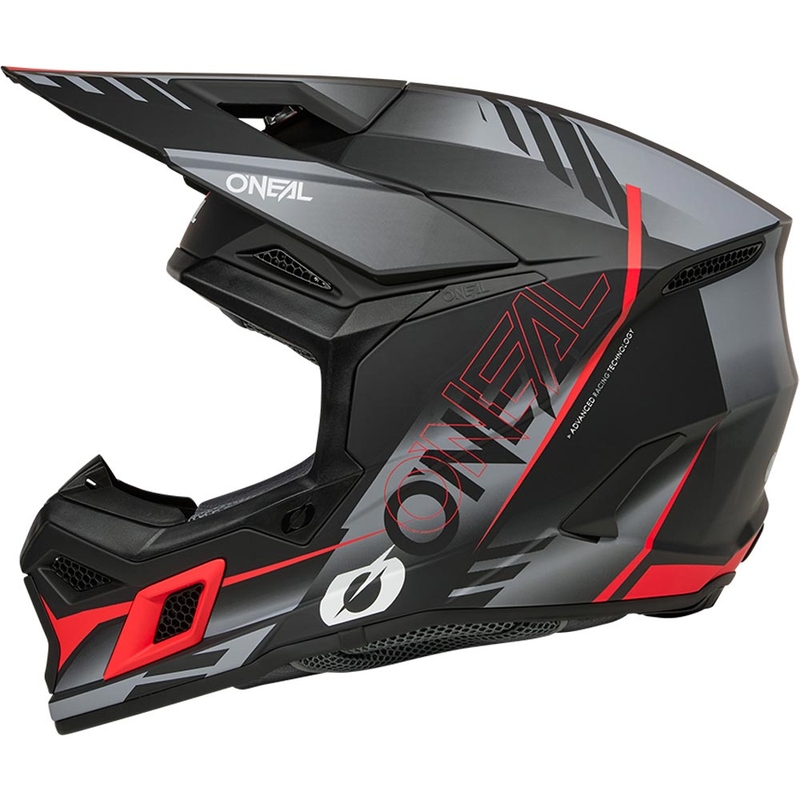 Motocross-Helm O'Neal 3SRS Haze, matt schwarz-grau-rot