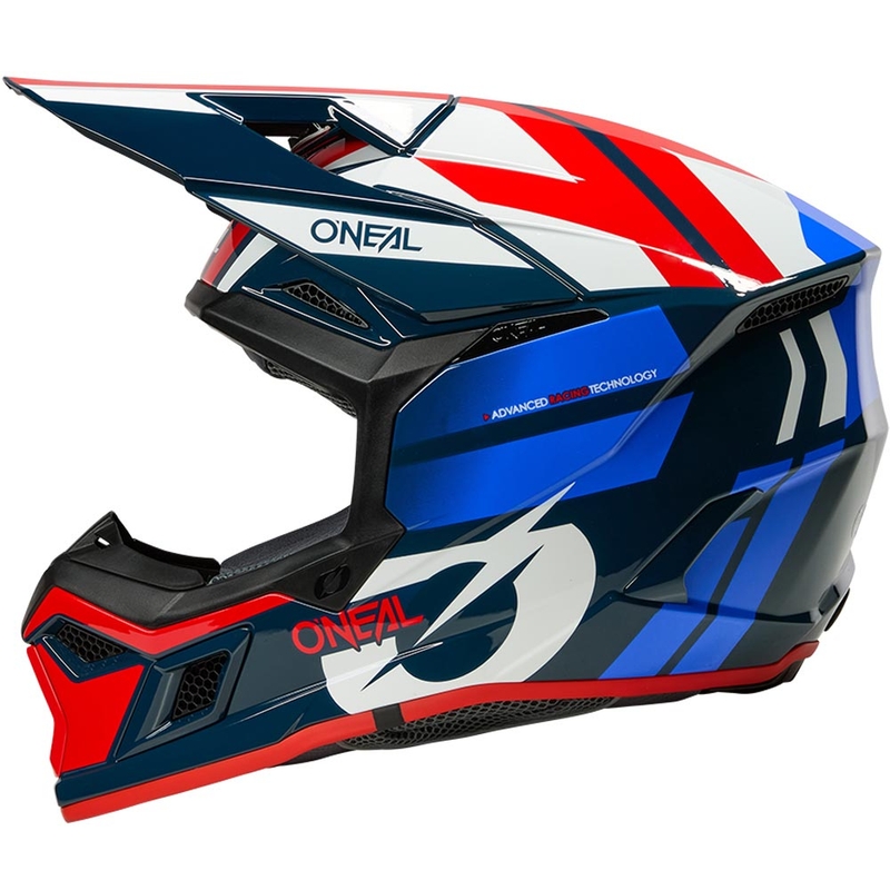 Motocross-Helm O'Neal 3SRS Ride blau-weiß-rot