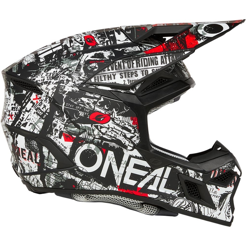 Motocross-Helm O'Neal 3SRS Attack, matt schwarz-weiß
