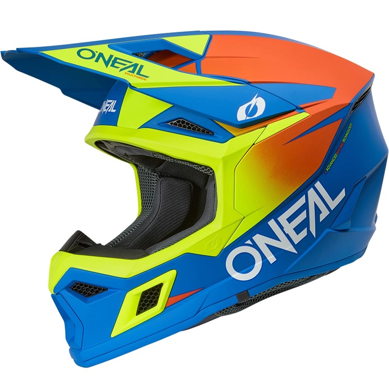 Motocross-Helm O´Neal 3SRS Solid, mattblau-fluoreszierend gelb