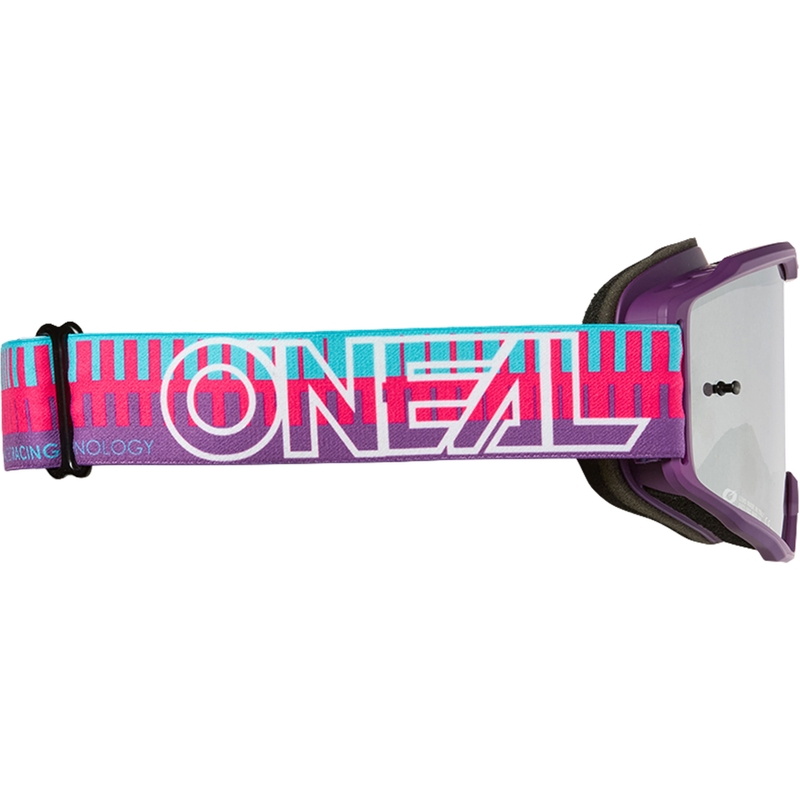 Motocross-Brille O´Neal B-10, gestreift, pink-lila (verspiegeltes silbernes Plexiglas)