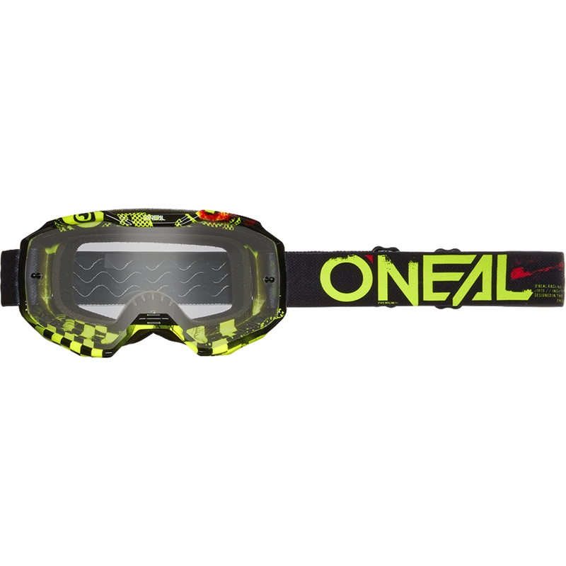 Motocross-Brille O´Neal B-10 Attack schwarz-gelb (klares Plexiglas)