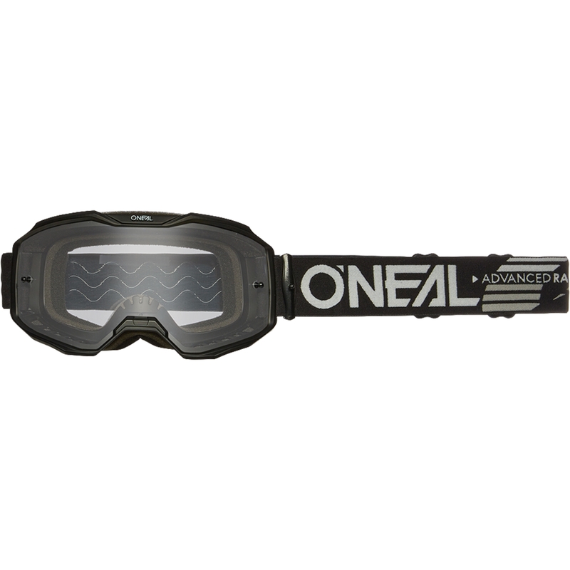 Motocross-Brille O´Neal B-10, komplett schwarz (klares Plexiglas)