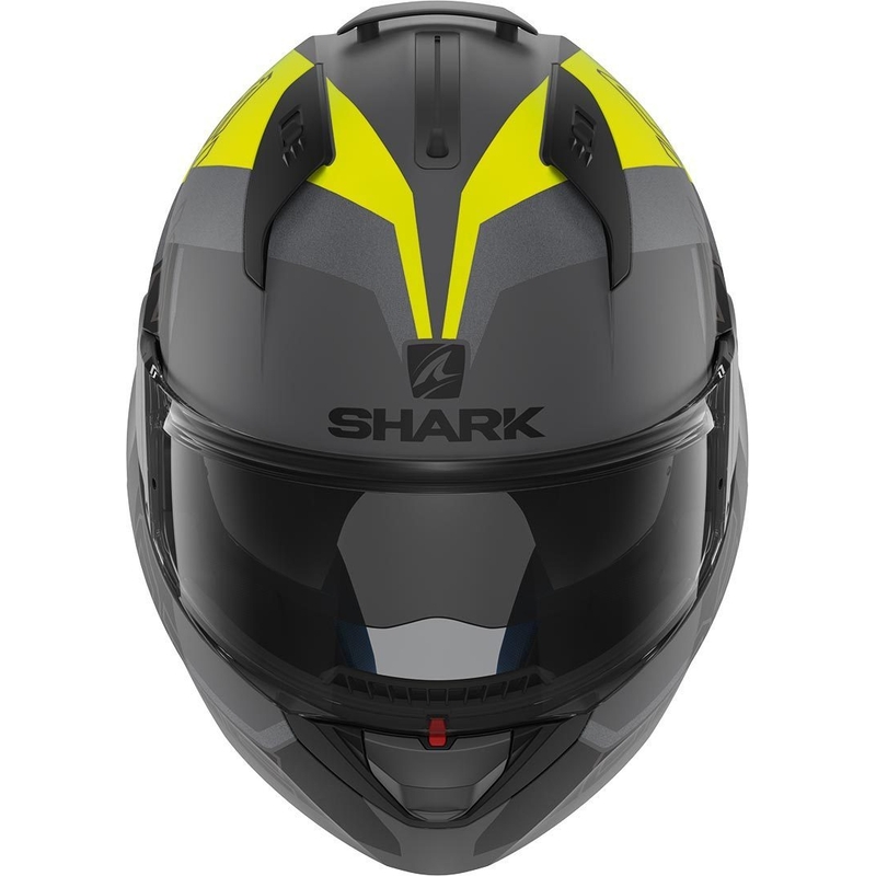 Klapphelm SHARK EVO-ONE 2 Slasher Mat Silber-Schwarz-Gelb Ausverkauf