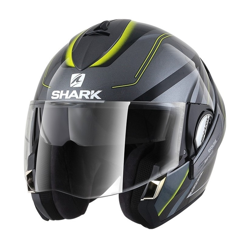 Klapphelm SHARK EVOLINE 3 Hyrium Mat Grau-Schwarz-Gelb Ausverkauf