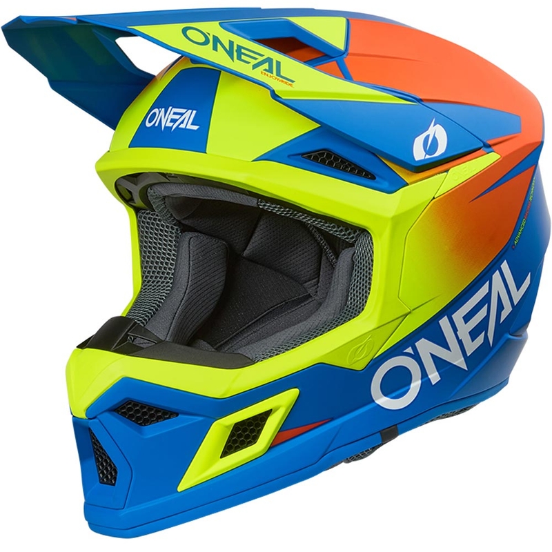 O'Neal 3SRS Kinder-Motocrosshelm, einfarbig matt blau-fluoreszierend gelb
