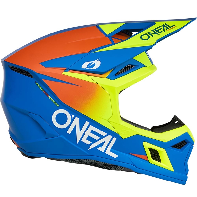 O'Neal 3SRS Kinder-Motocrosshelm, einfarbig matt blau-fluoreszierend gelb