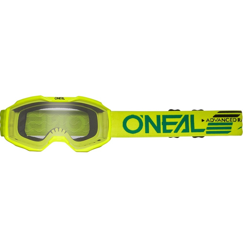 Kinder-Motocrossbrille O'Neal B-10, durchgehend fluoreszierend gelb mit klarem Plexiglas