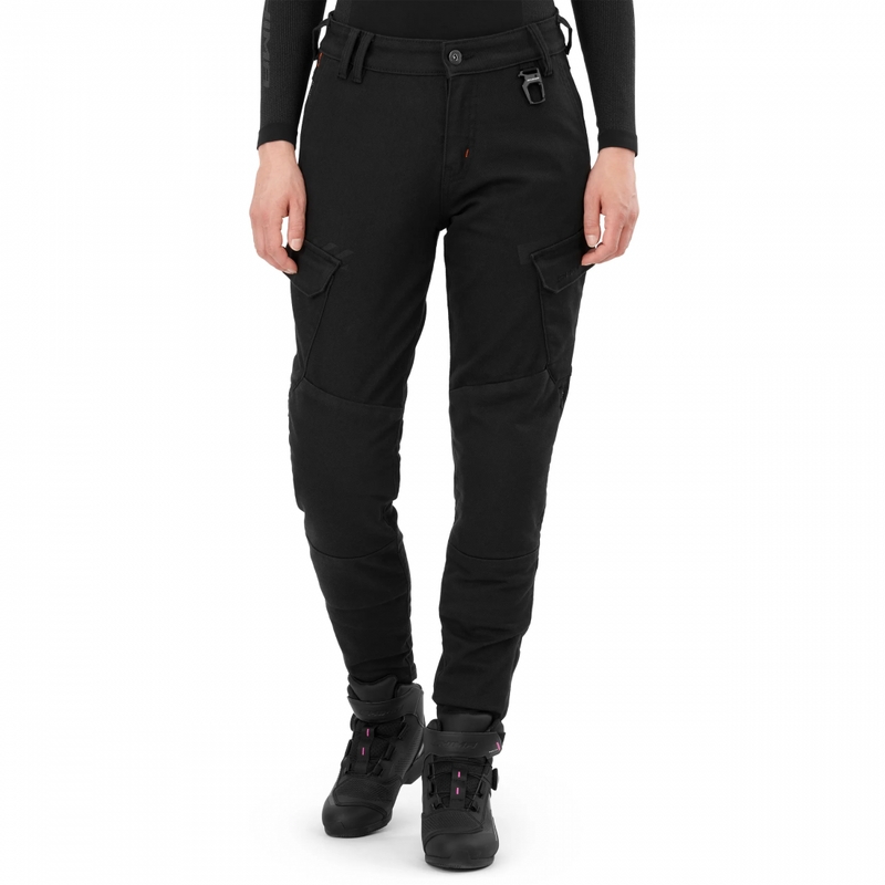 Schwarze, knöchellange Motorradjeans für Damen von Shima (Modell Recon).