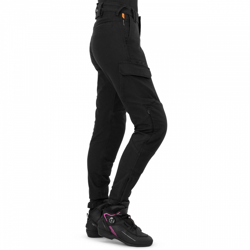 Schwarze, knöchellange Motorradjeans für Damen von Shima (Modell Recon).