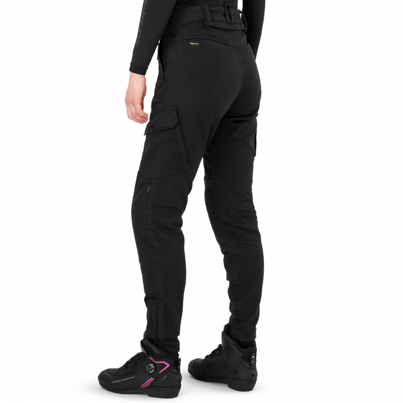 Schwarze, knöchellange Motorradjeans für Damen von Shima (Modell Recon).
