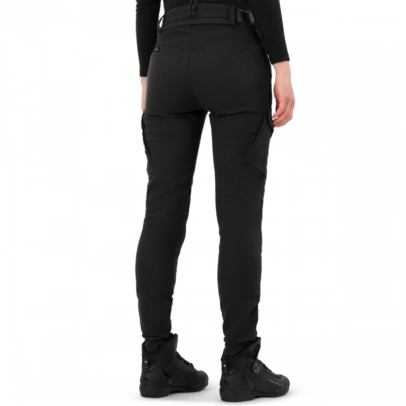 Schwarze, knöchellange Motorradjeans für Damen von Shima (Modell Recon).