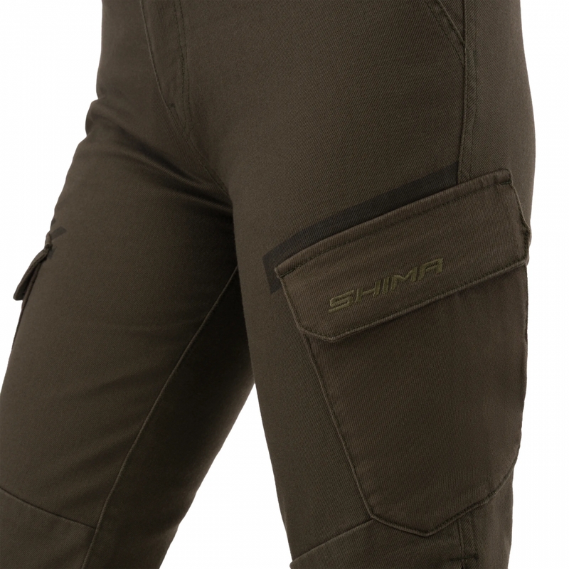 Shima Recon Damen-Motorradjeans in Cropped-Länge, grün