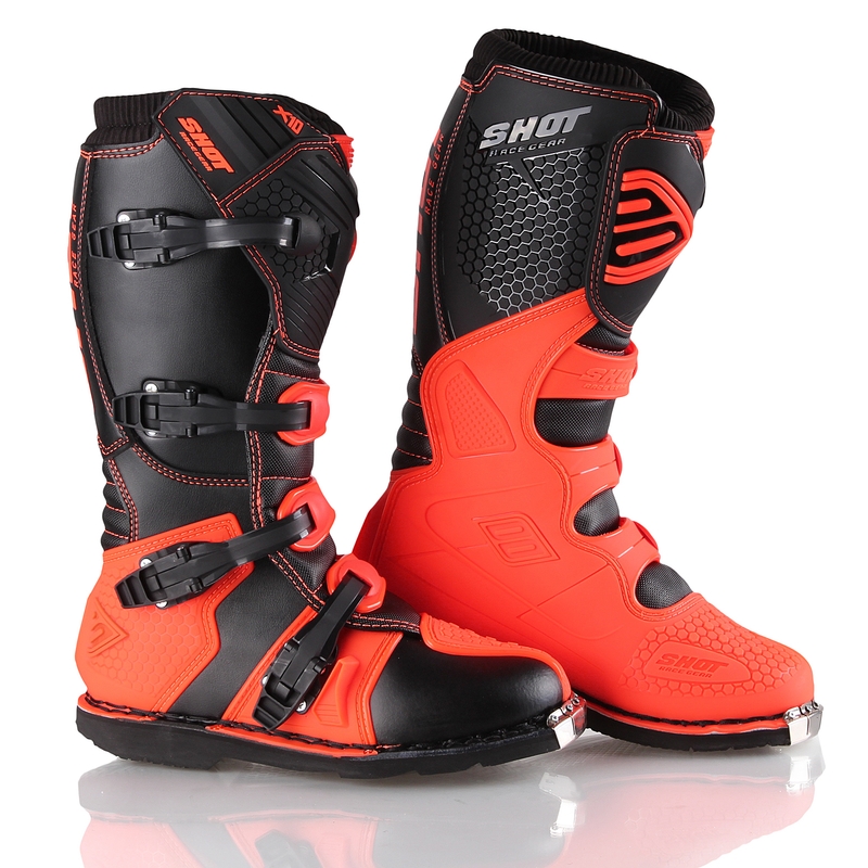 Shot X10 schwarz-fluo orange Motorradstiefel
