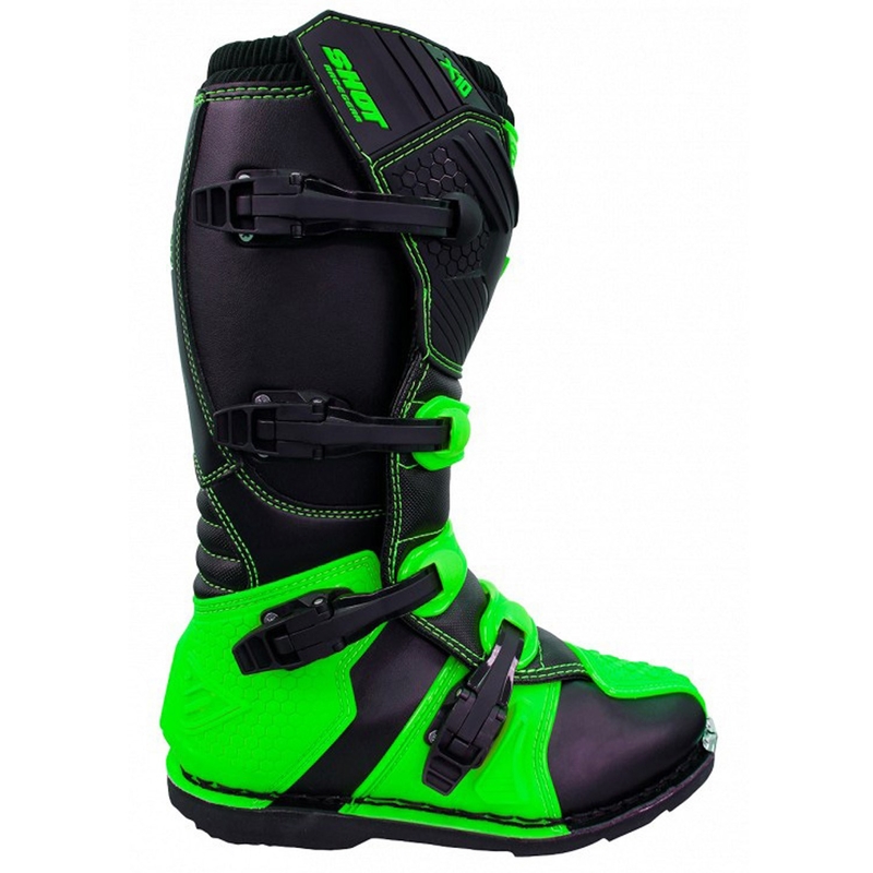 Shot X10 schwarz-fluo grün Motorradstiefel