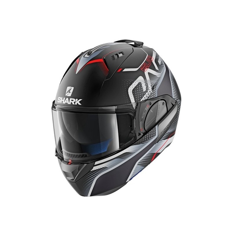 SHARK EVO-ONE 2 Keenser Mat schwarz-silber-rot Kipphelm