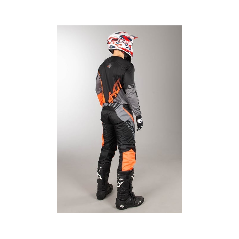 Komplet (dres + kalhoty) Shot DEVO Ultimate černo-fluo oranžový