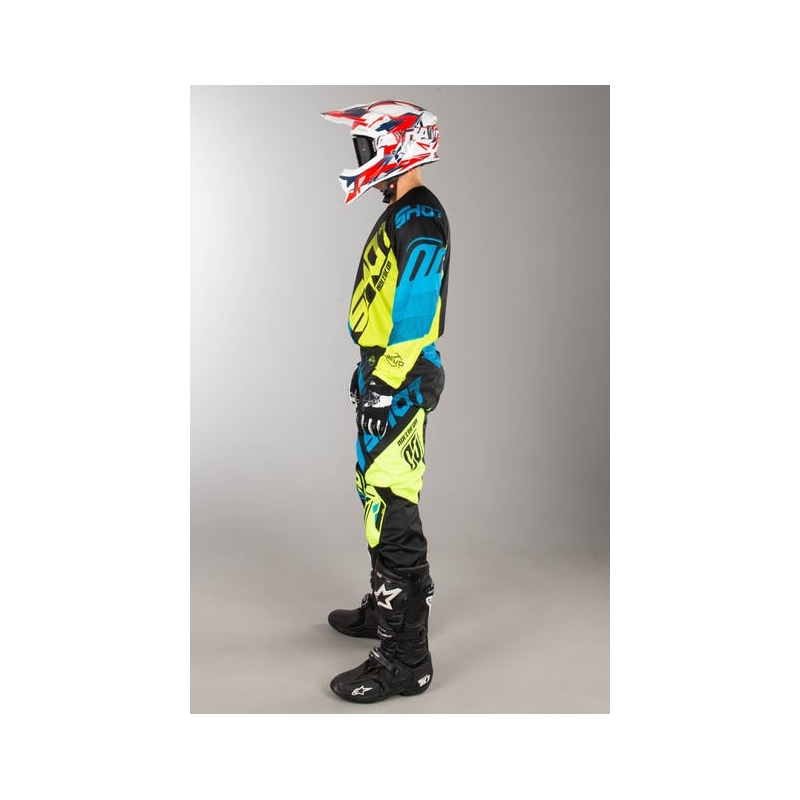 Komplet (dres + kalhoty) Shot DEVO Ultimate modro-fluo žlutý