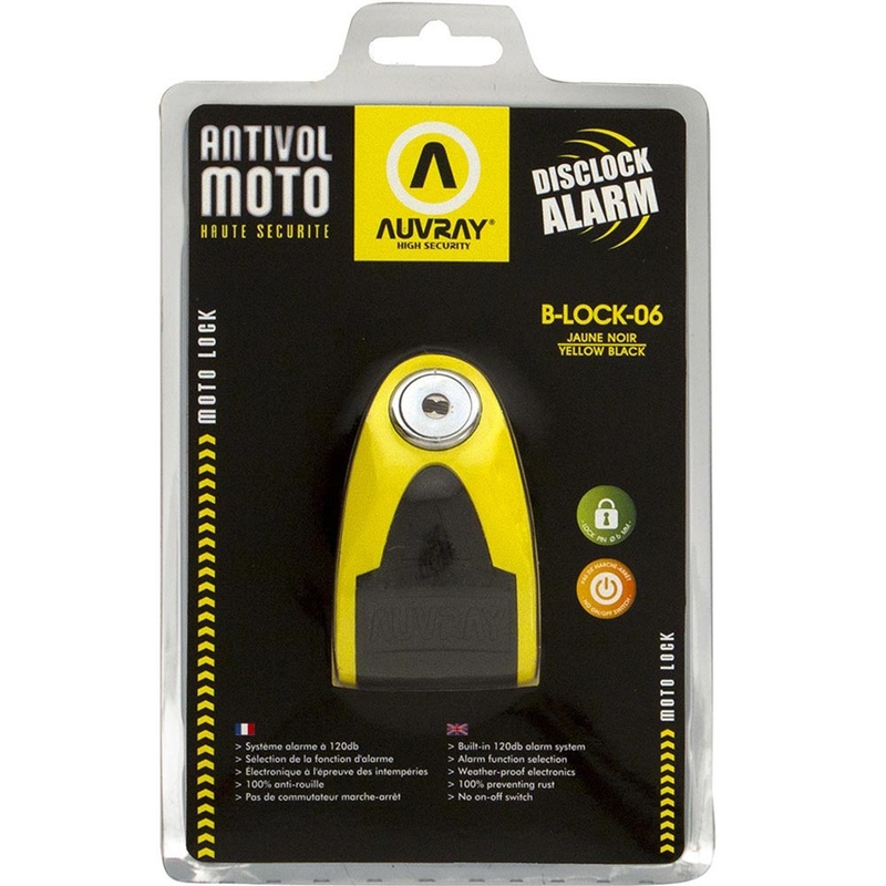 Auvray B-Lock 06 Bremsscheibenschloss mit 120 dB Alarm, gelb