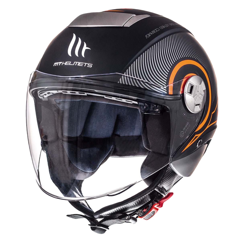 Motorradhelm Open MT City Eleven SV Tron schwarz matt-fluo orange Ausverkauf