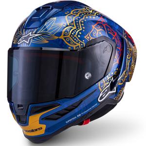 Alpinestars Supertech R10 Marthainator Limited Edition Integralhelm, limitiert von JORGE MARTIN, Modell Blue Pearl, Gold Red