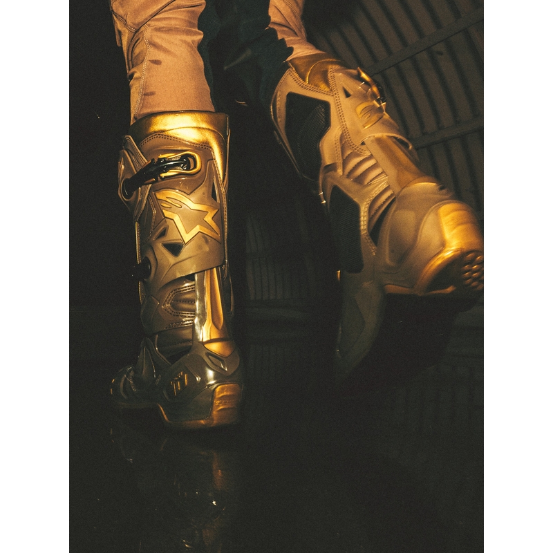 Alpinestars TECH 10 Limited Edition AIR GOLD Motorradstiefel Braun Gold