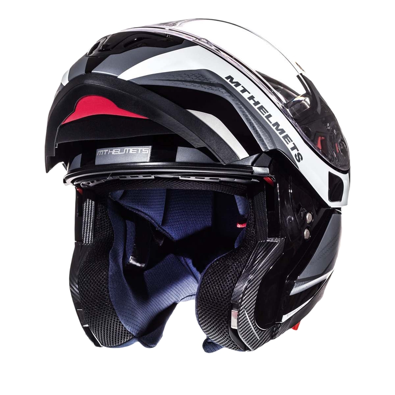 MT Atom Tarmac schwarz matt-weißer Motorradhelm zum Aufklappen Ausverkauf