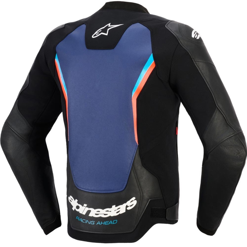 Alpinestars GP Force V2 Leder-Motorradjacke, schwarz-blau-fluoreszierend rot