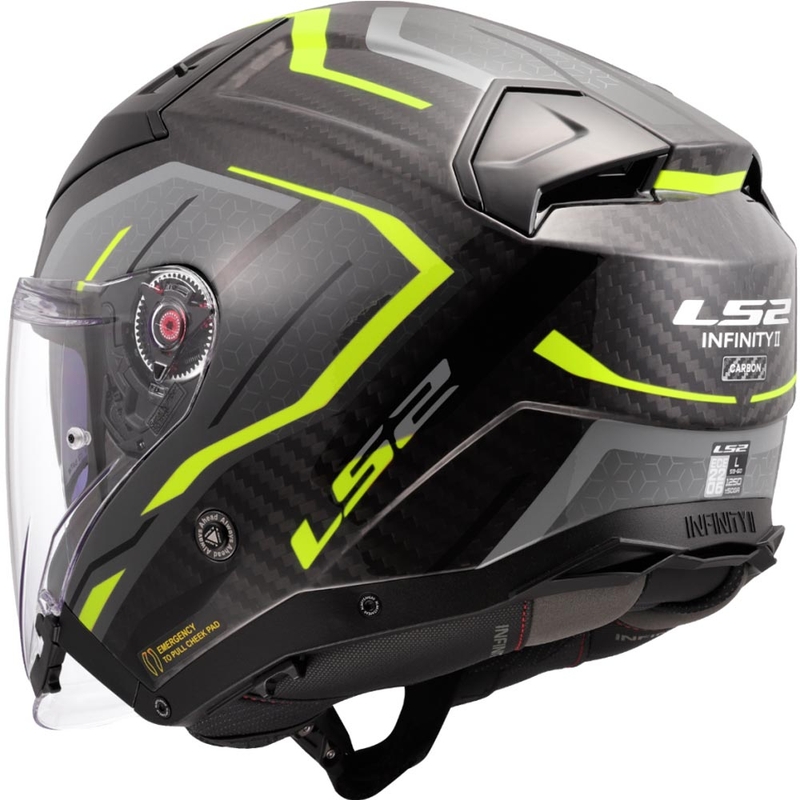 Offener Motorradhelm LS2 OF603 Infinity II C Urus fluoreszierend gelb