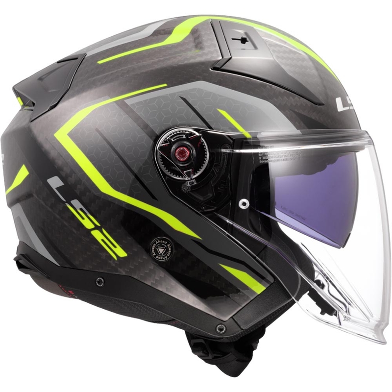 Offener Motorradhelm LS2 OF603 Infinity II C Urus fluoreszierend gelb