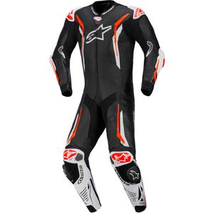 Alpinestars GP TECH V5 Einteiler-Motorradkombi aus Leder, schwarz-weiß-fluoreszierend rot