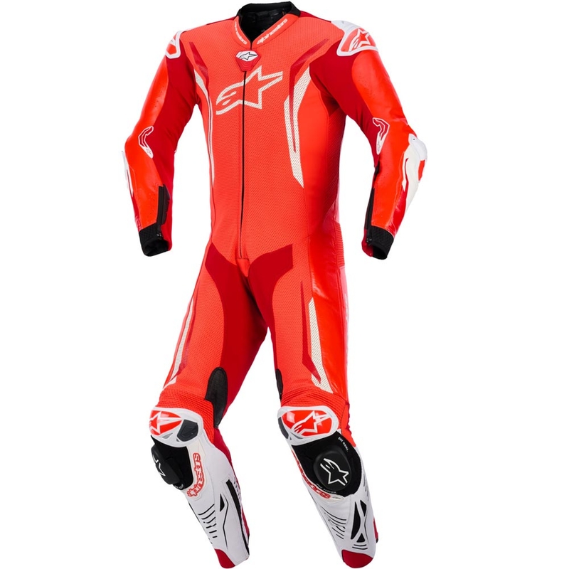 Alpinestars GP TECH V5 Einteiler Motorrad-Lederkombi, fluoreszierend rot-rot-weiß