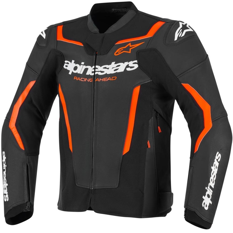 Alpinestars GP Force V2 Leder-Motorradjacke, schwarz-fluoreszierend rot-weiß