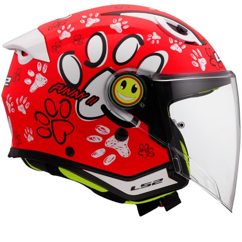 Kinder-Motorradhelm mit offenem Visier LS2 OF622 Funny II Paws rot