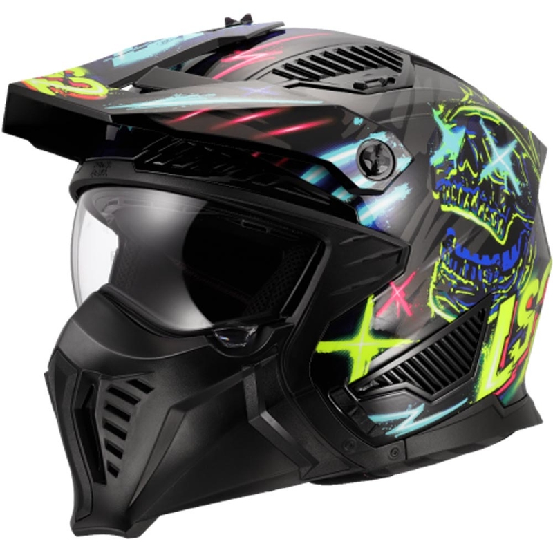Trial-Motorradhelm LS2 OF606 Drifter Rayz schwarz-blau