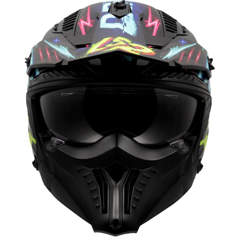 Trial-Motorradhelm LS2 OF606 Drifter Rayz schwarz-blau