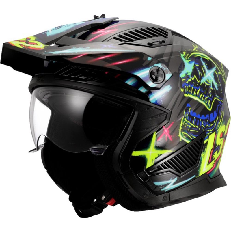 Trial-Motorradhelm LS2 OF606 Drifter Rayz schwarz-blau