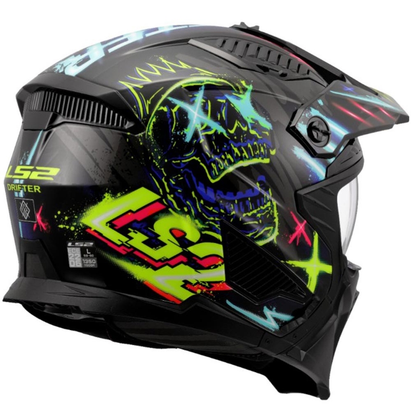 Trial-Motorradhelm LS2 OF606 Drifter Rayz schwarz-blau