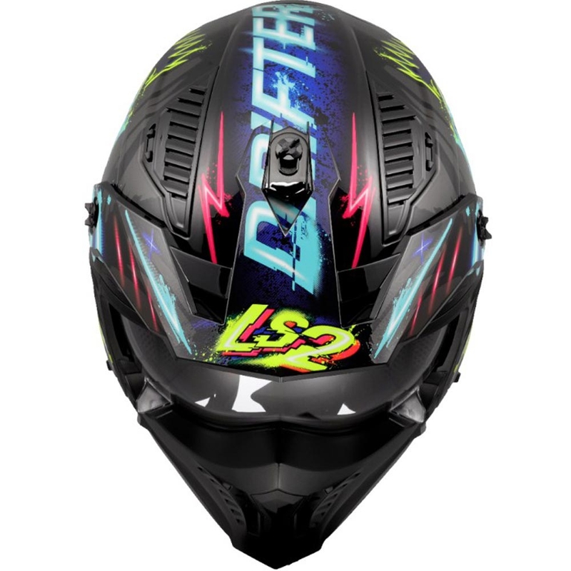 Trial-Motorradhelm LS2 OF606 Drifter Rayz schwarz-blau