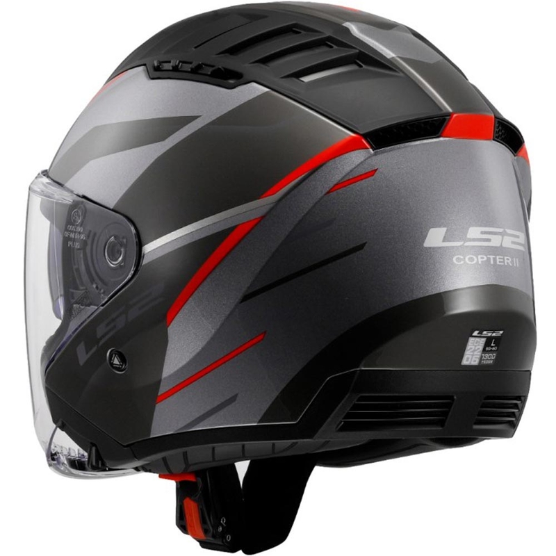 Offener Motorradhelm LS2 OF600 Copter II Diston grau-rot