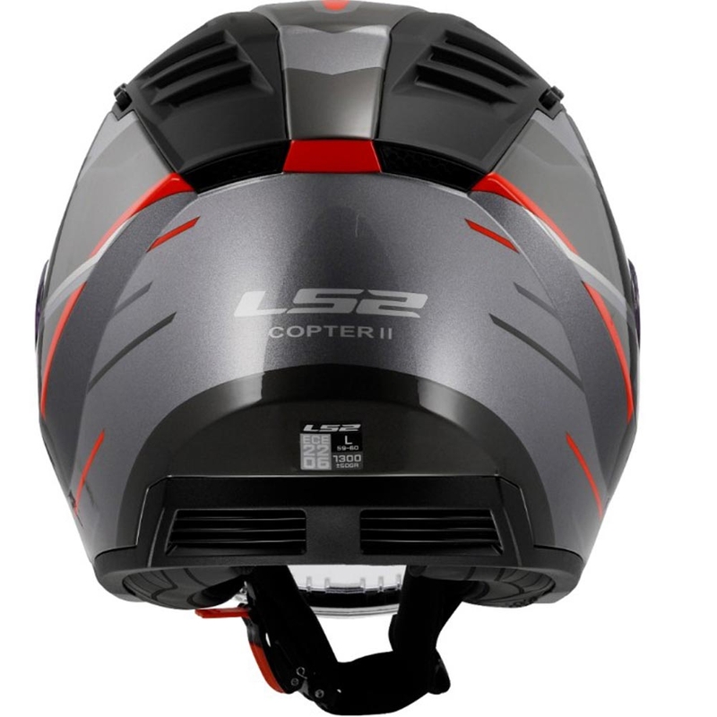 Offener Motorradhelm LS2 OF600 Copter II Diston grau-rot