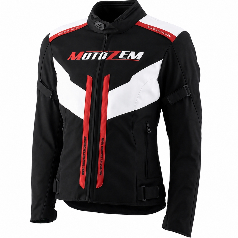 Damen-Motorradjacke Motozem Team 2 schwarz-weiß