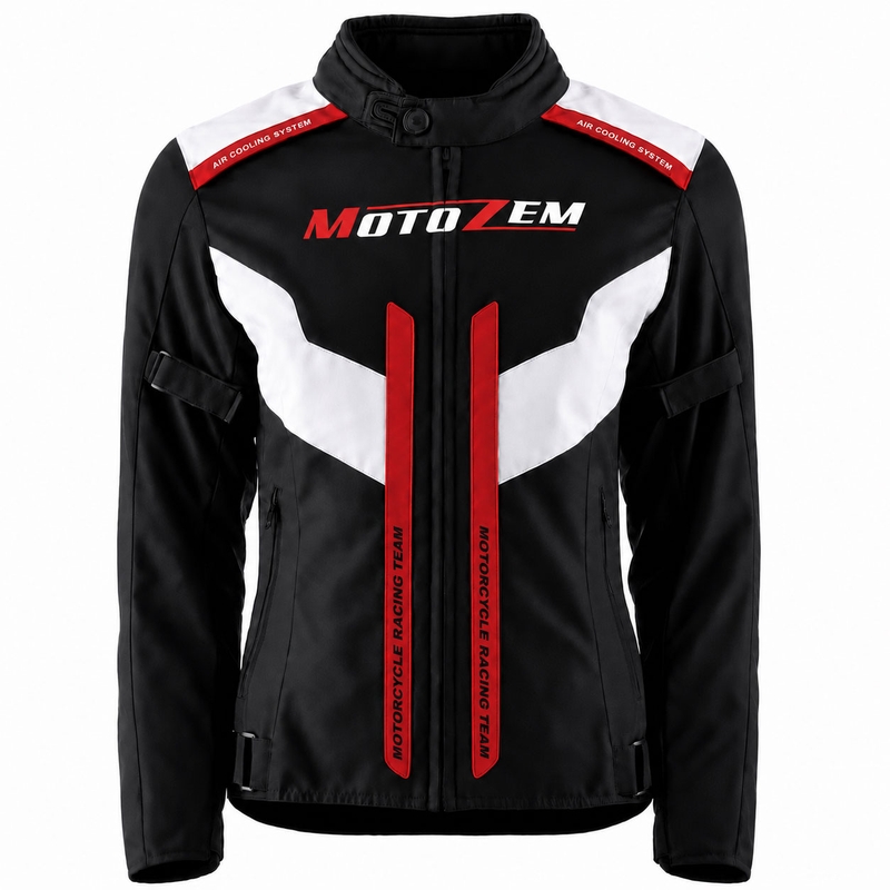 Damen-Motorradjacke Motozem Team 2 schwarz-weiß