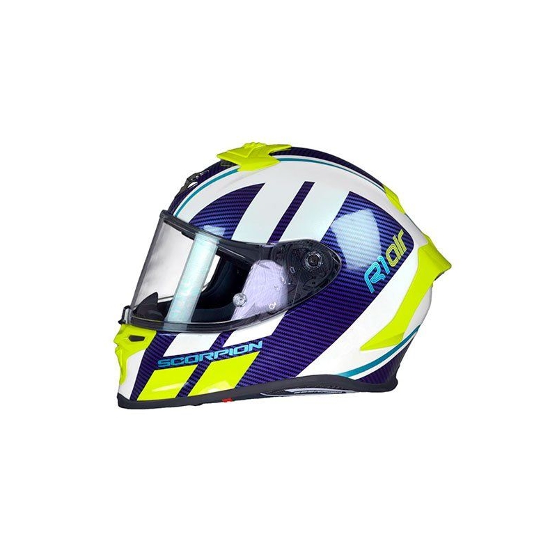 Integralhelm Scorpion EXO-R1 Air Corpus weiß-blau-gelb Ausverkauf