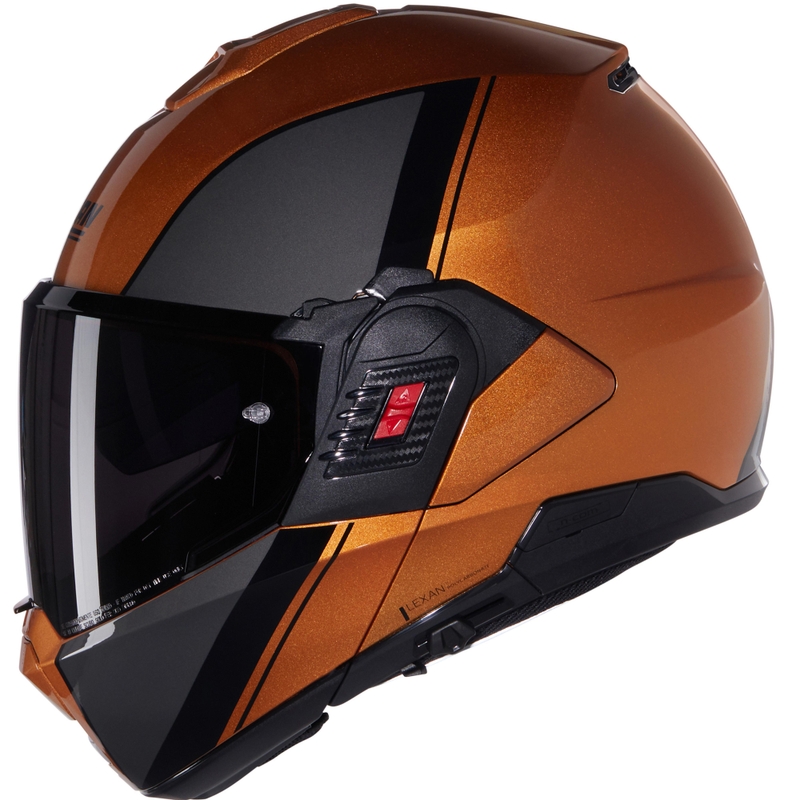 Klappbarer Motorradhelm Nolan N120-1 Verniciatura Speciale N-COM 343 glänzend ocker-schwarz